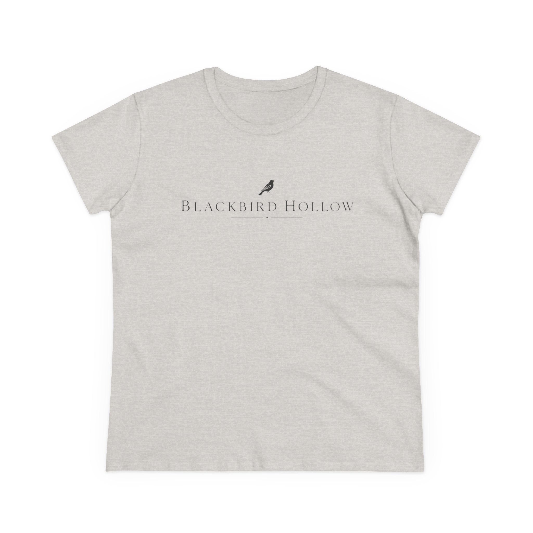 Blackbird Hollow Women's Tee — Minimal Script Logo Cotton Shirt