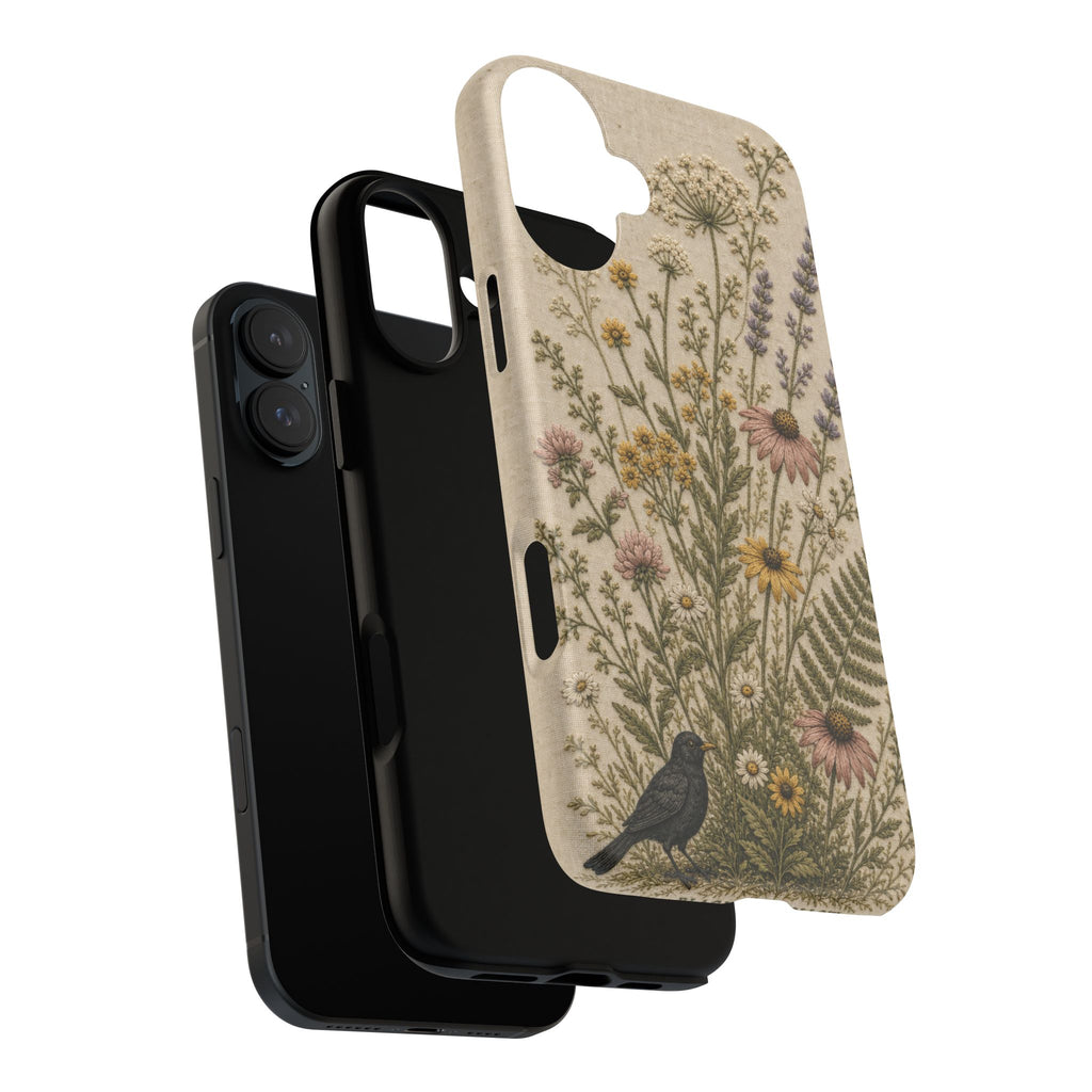 Floral Matte iPhone Case for iPhone 15–17, Embroidered Meadow