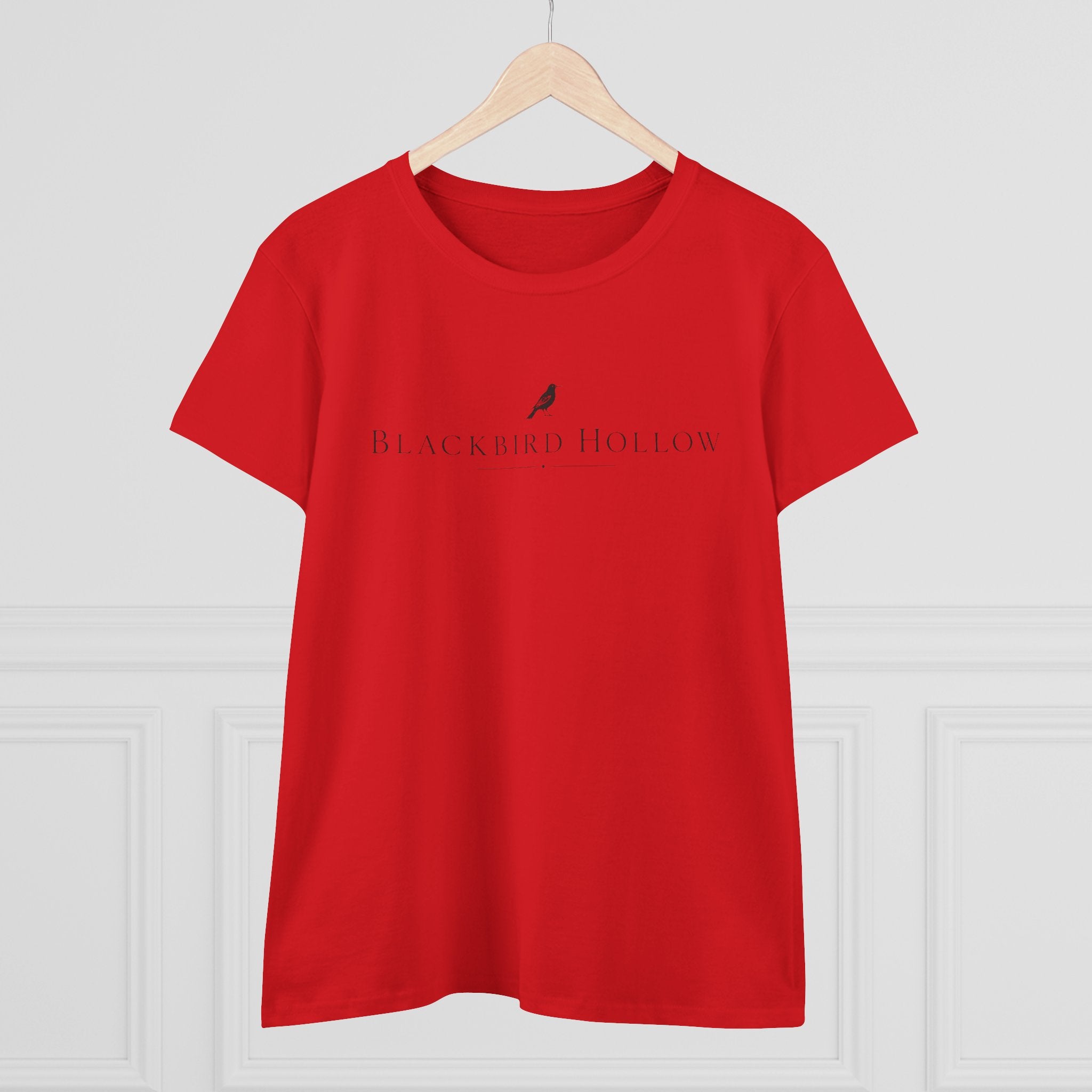 Blackbird Hollow Women's Tee — Minimal Script Logo Cotton Shirt