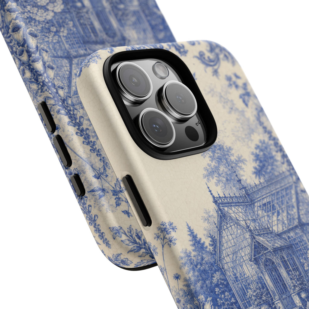 Blue Botanical iPhone Case for iPhone 15–17, Cobalt Greenhouse