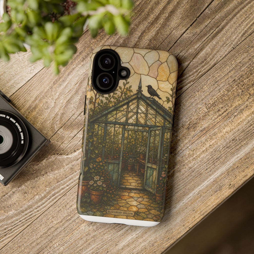Stained Glass iPhone Case for iPhone 15–17, Botanical Greenhouse