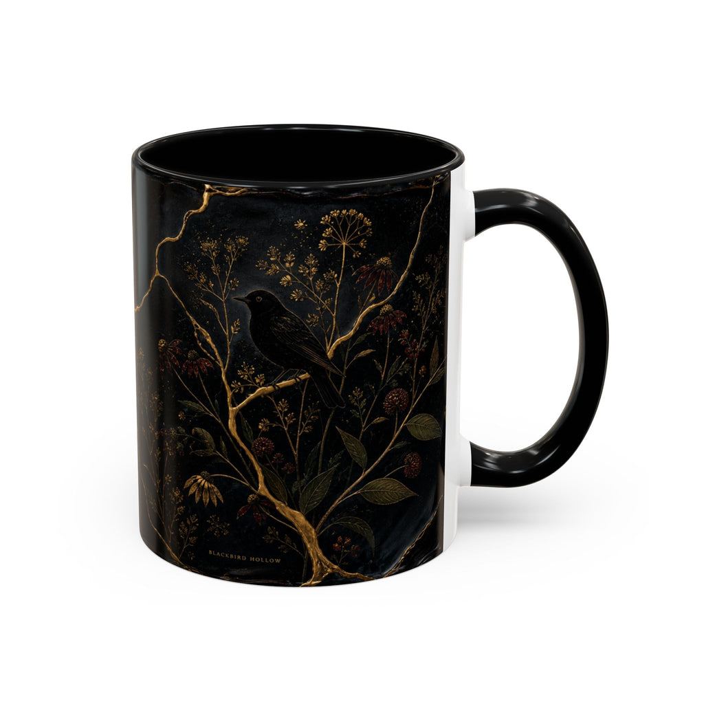Botanical Coffee Mug, Kintsugi Night Garden Design