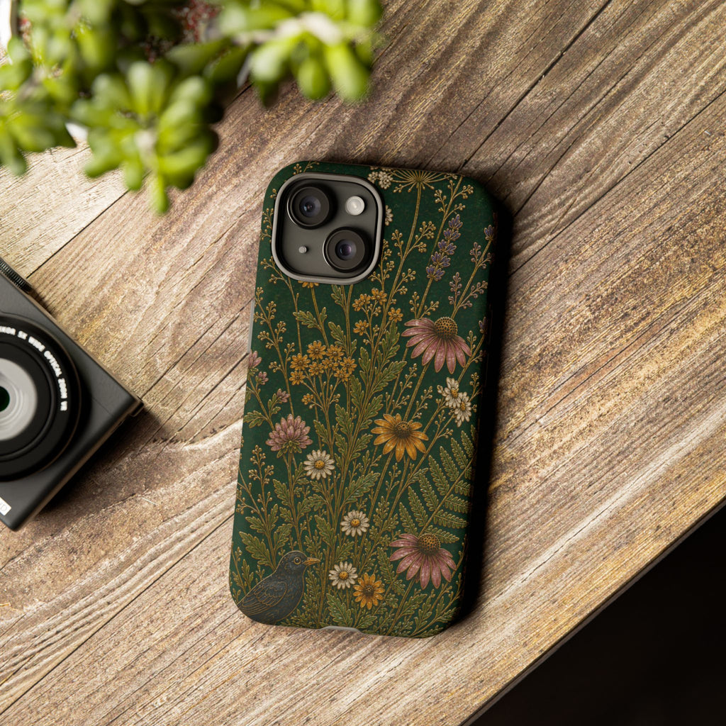 Floral Matte iPhone Case for iPhone 15–17, Cloisonné Meadow