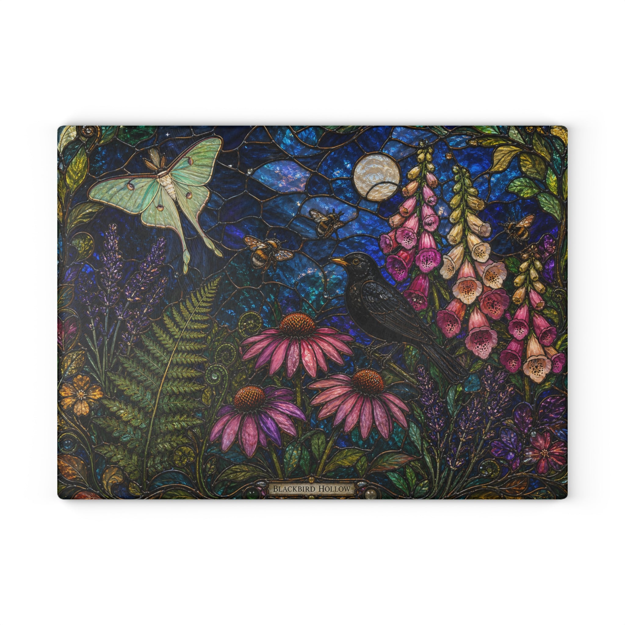 Stained Glass Cutting Board, Wildflower Garden Kitchen Decor