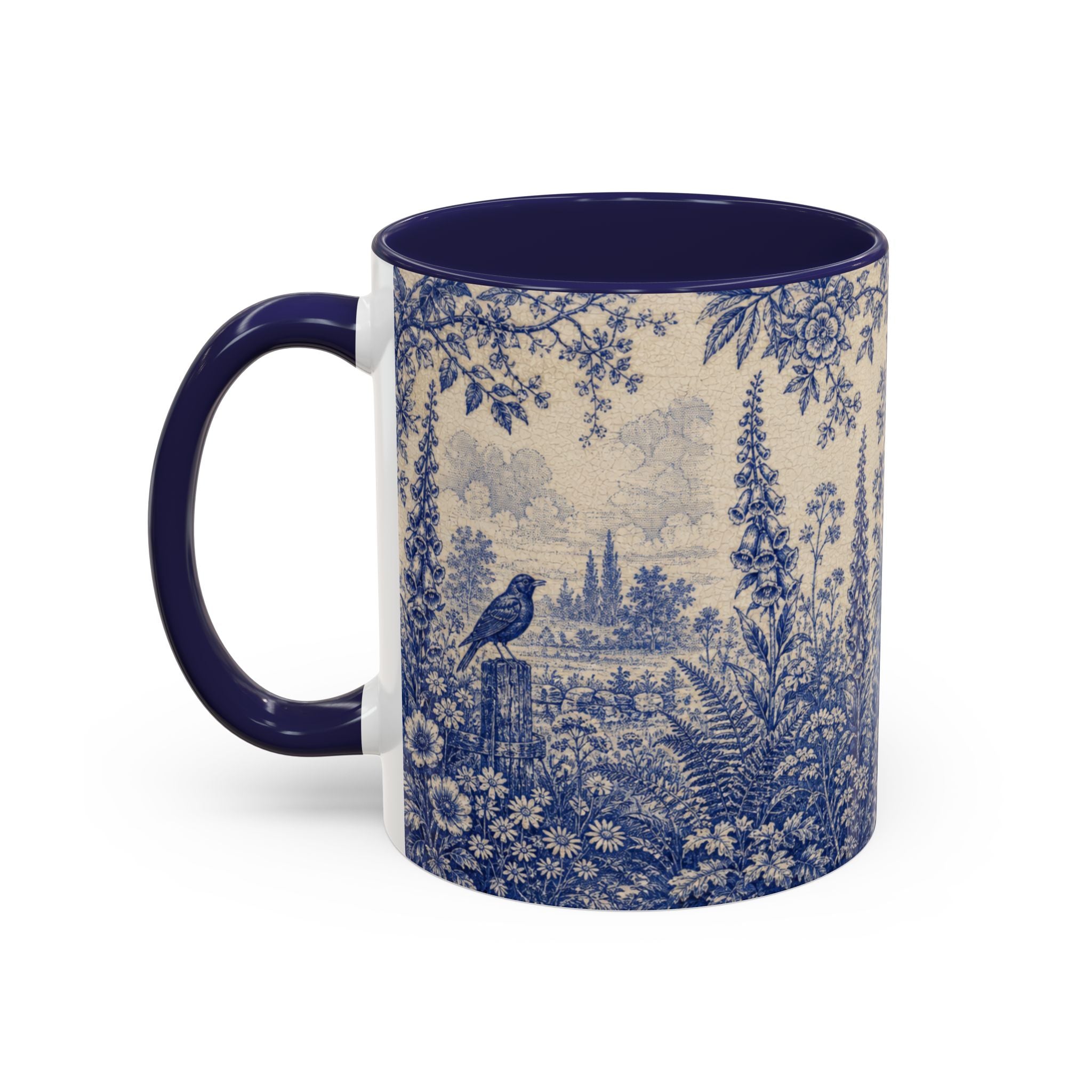 Blue Botanical Coffee Mug, Cobalt Greenhouse Garden Design
