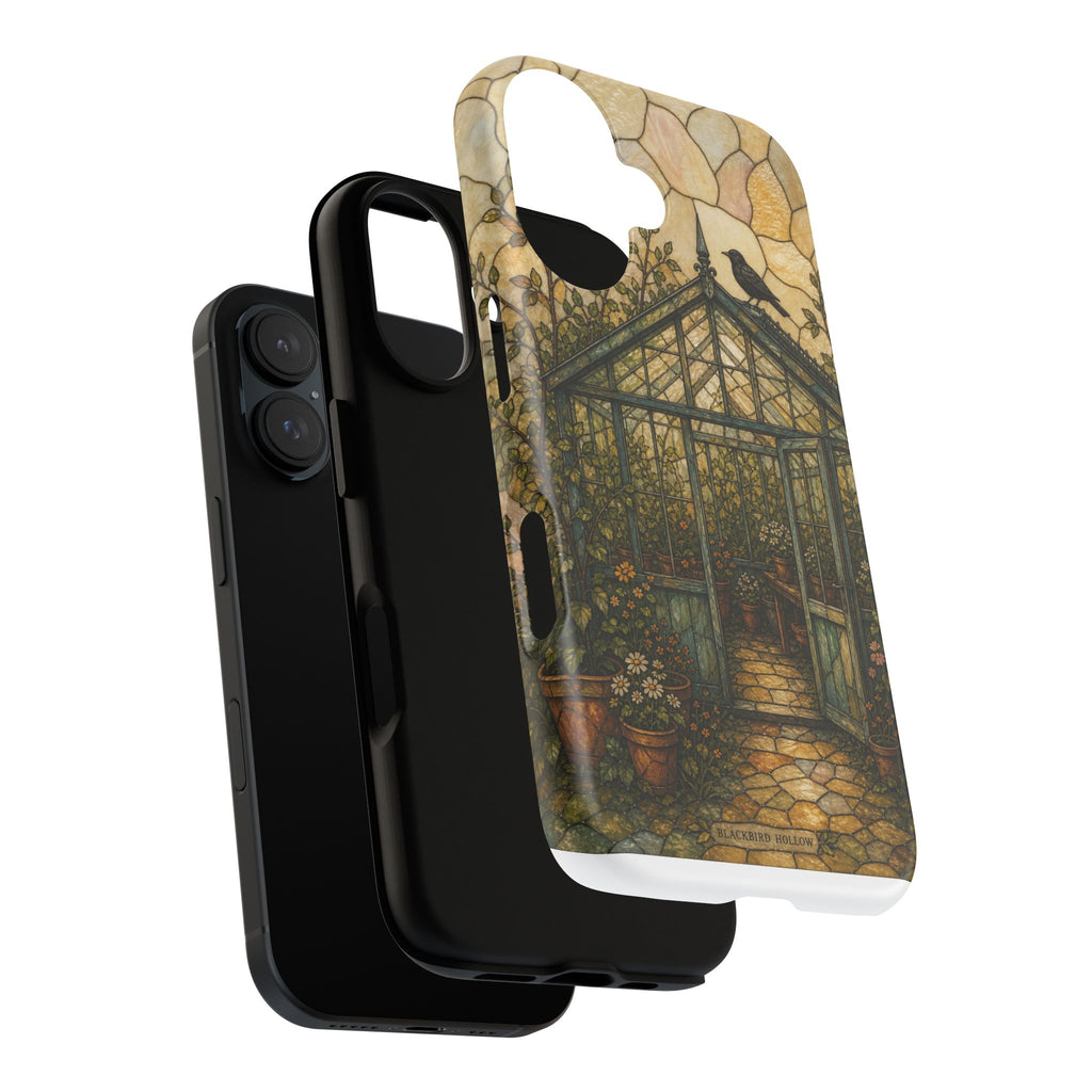 Stained Glass iPhone Case for iPhone 15–17, Botanical Greenhouse