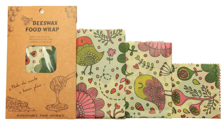 Reusable Beeswax Food Wrap (Set of 3)