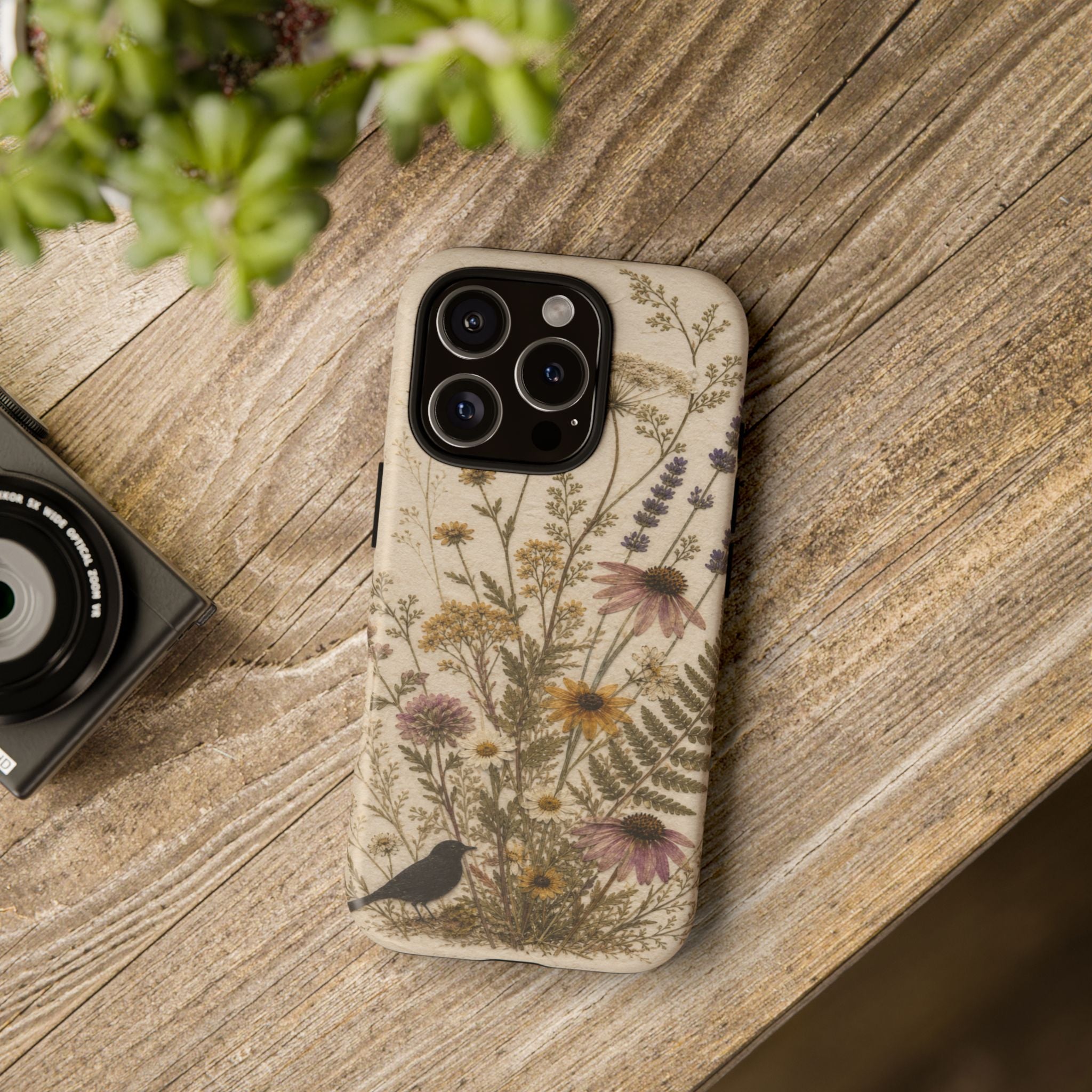 Pressed Flower iPhone Case for iPhone 15–17, Wildflower Herbarium