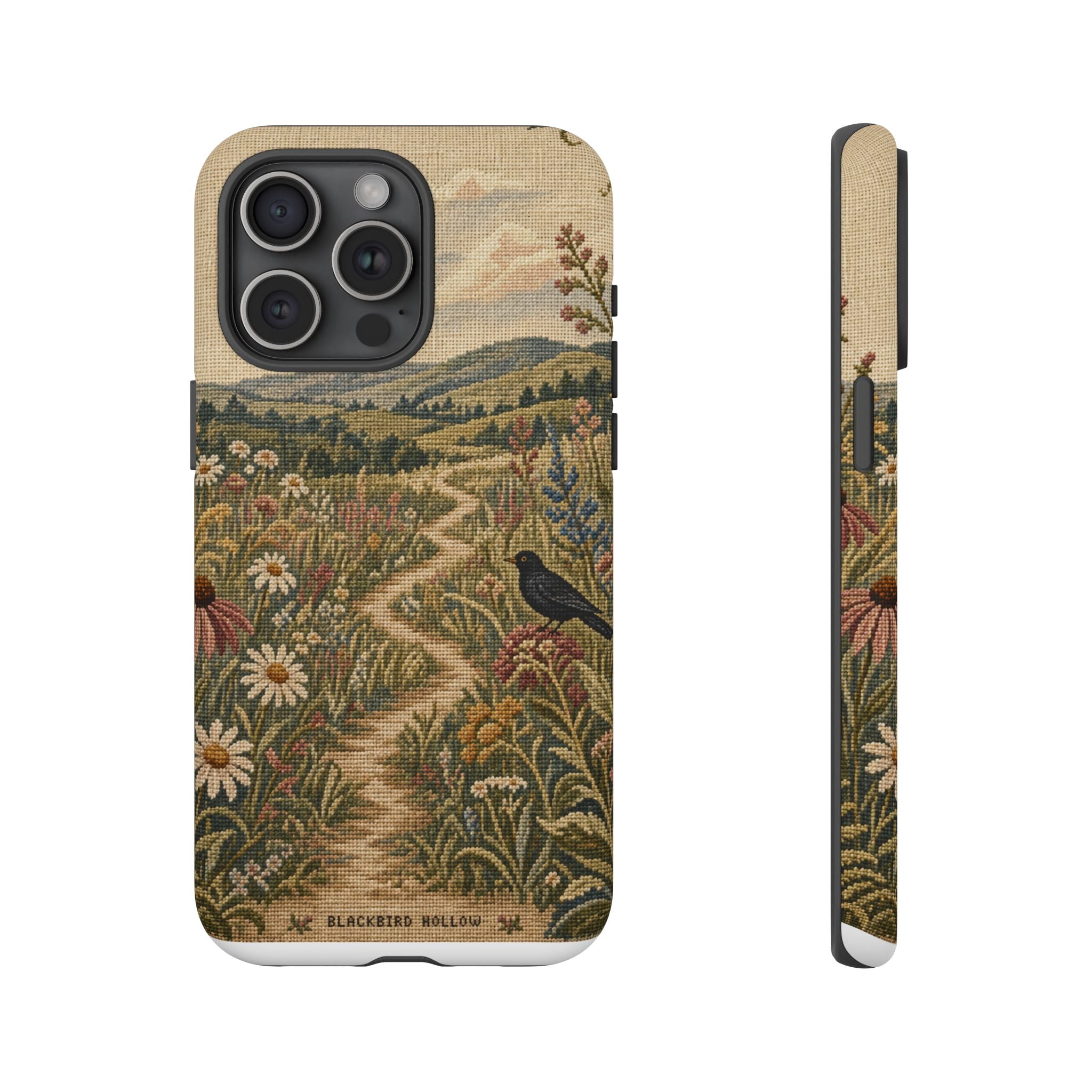 Floral Matte iPhone Case for iPhone 15–17, Needlepoint Meadow