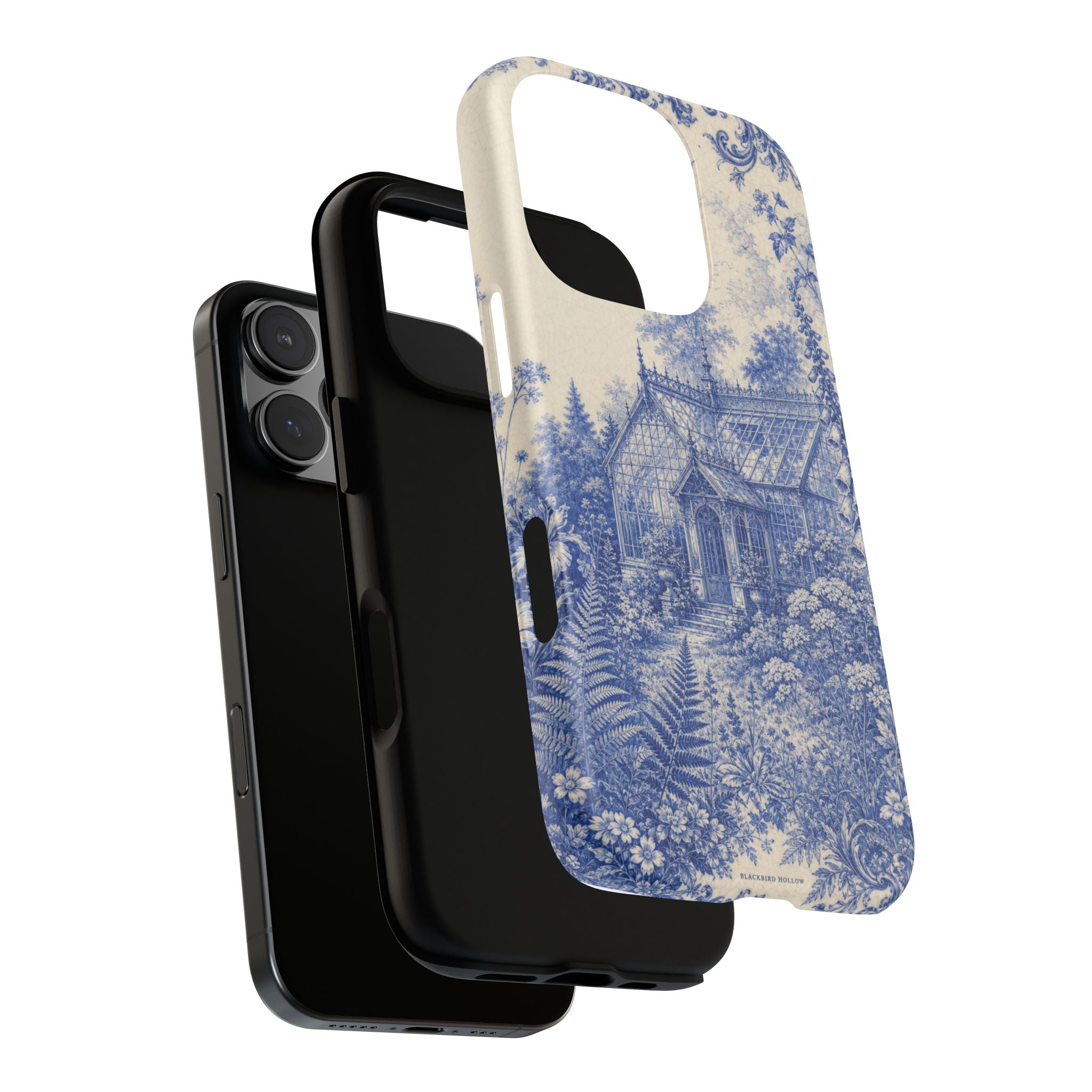 Blue Botanical iPhone Case for iPhone 15–17, Cobalt Greenhouse