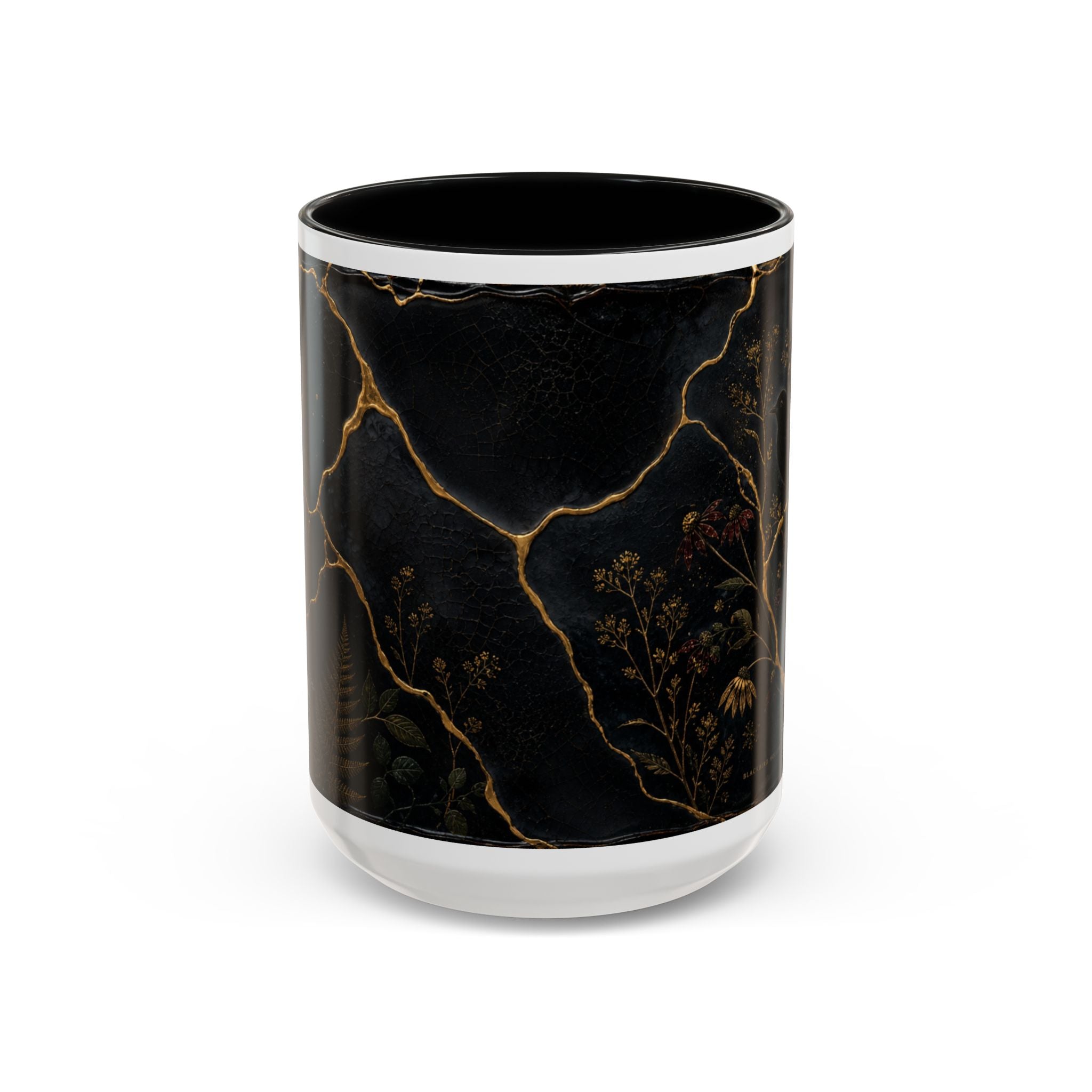 Botanical Coffee Mug, Kintsugi Night Garden Design