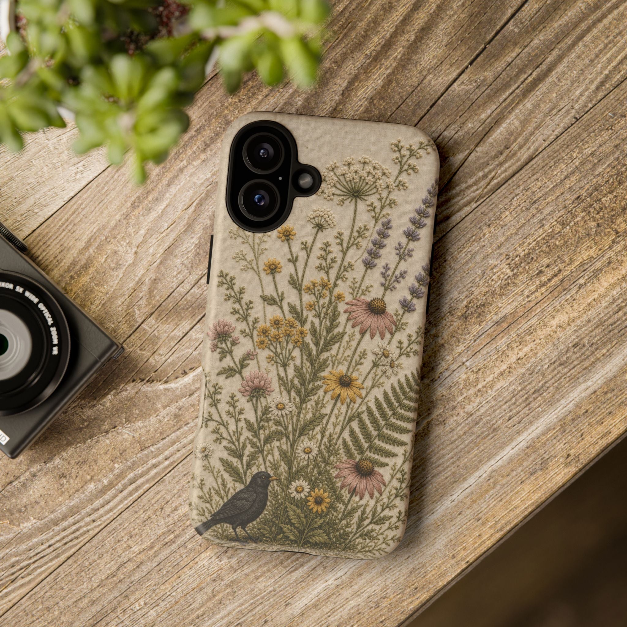 Floral Matte iPhone Case for iPhone 15–17, Embroidered Meadow