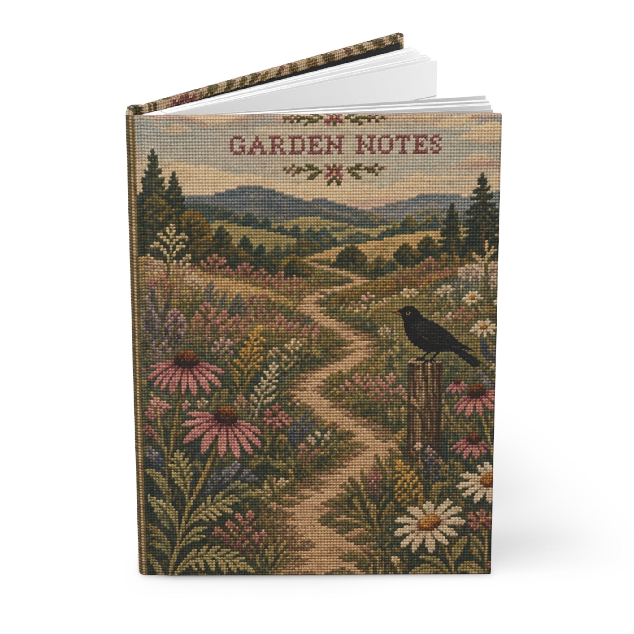 Garden Hardcover Journal, Needlepoint Wildflower Meadow Notebook