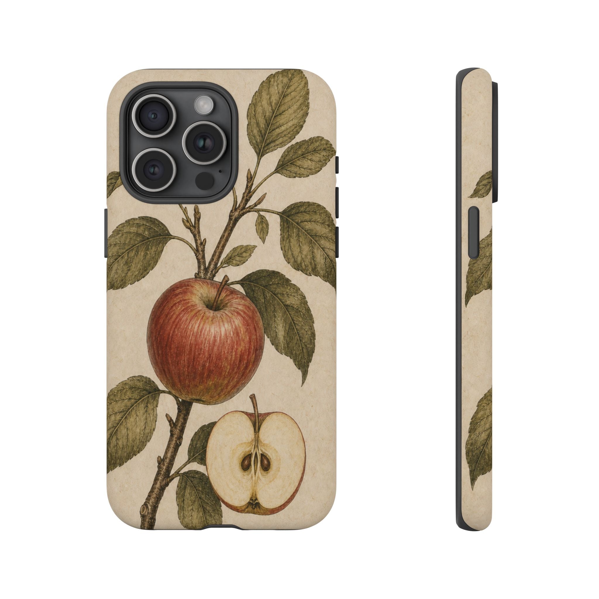 Vintage Botanical iPhone Case for iPhone 15–17, Heirloom Apple