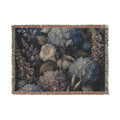 Moonlit Hydrangea Tapestry Woven Cotton Blanket, Floral Wedding Throw, 60 x 80