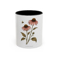 Botanical Coffee Mug, Echinacea and Honeybee Garden Design