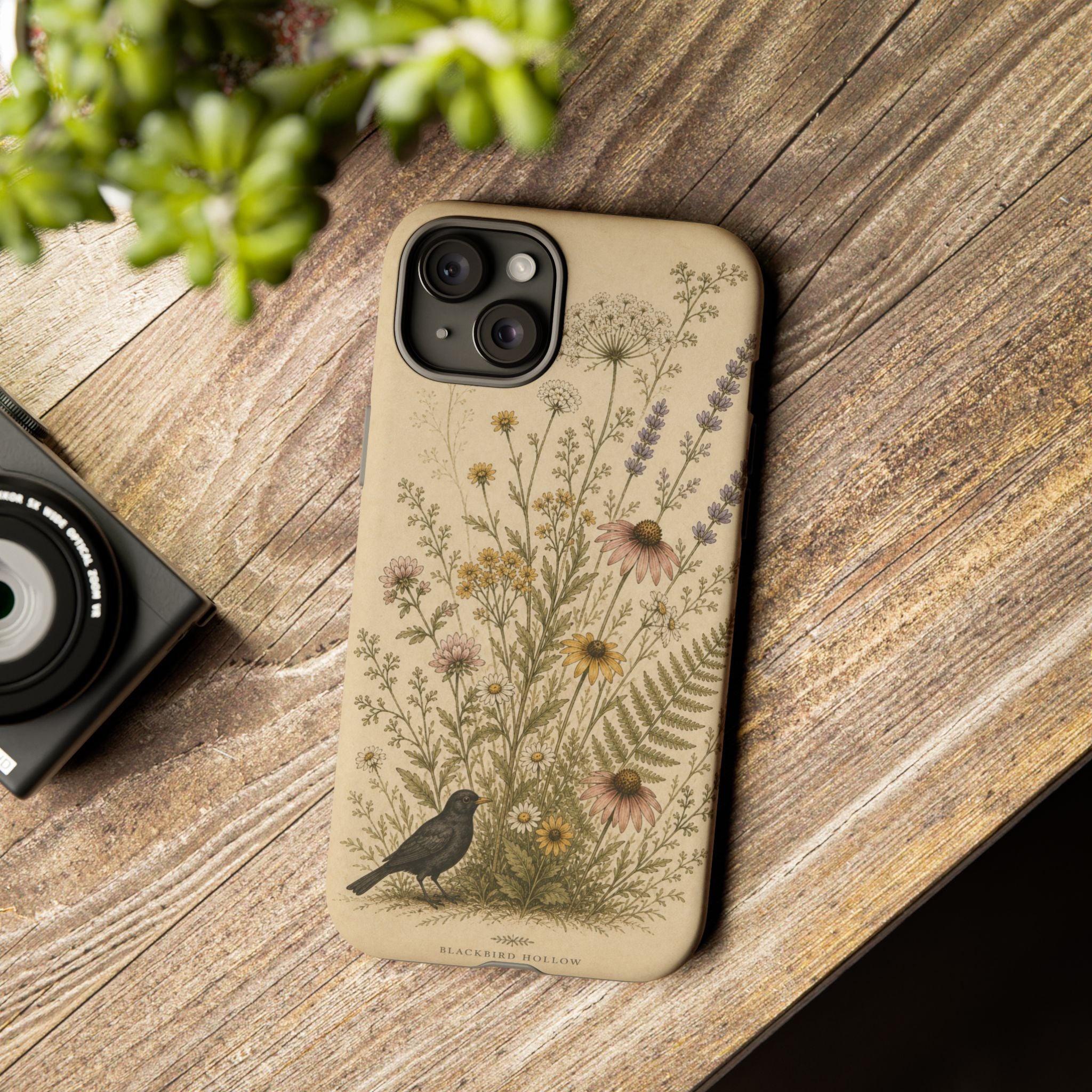 Vintage Botanical iPhone Case for iPhone 15–17, Wildflower Meadow