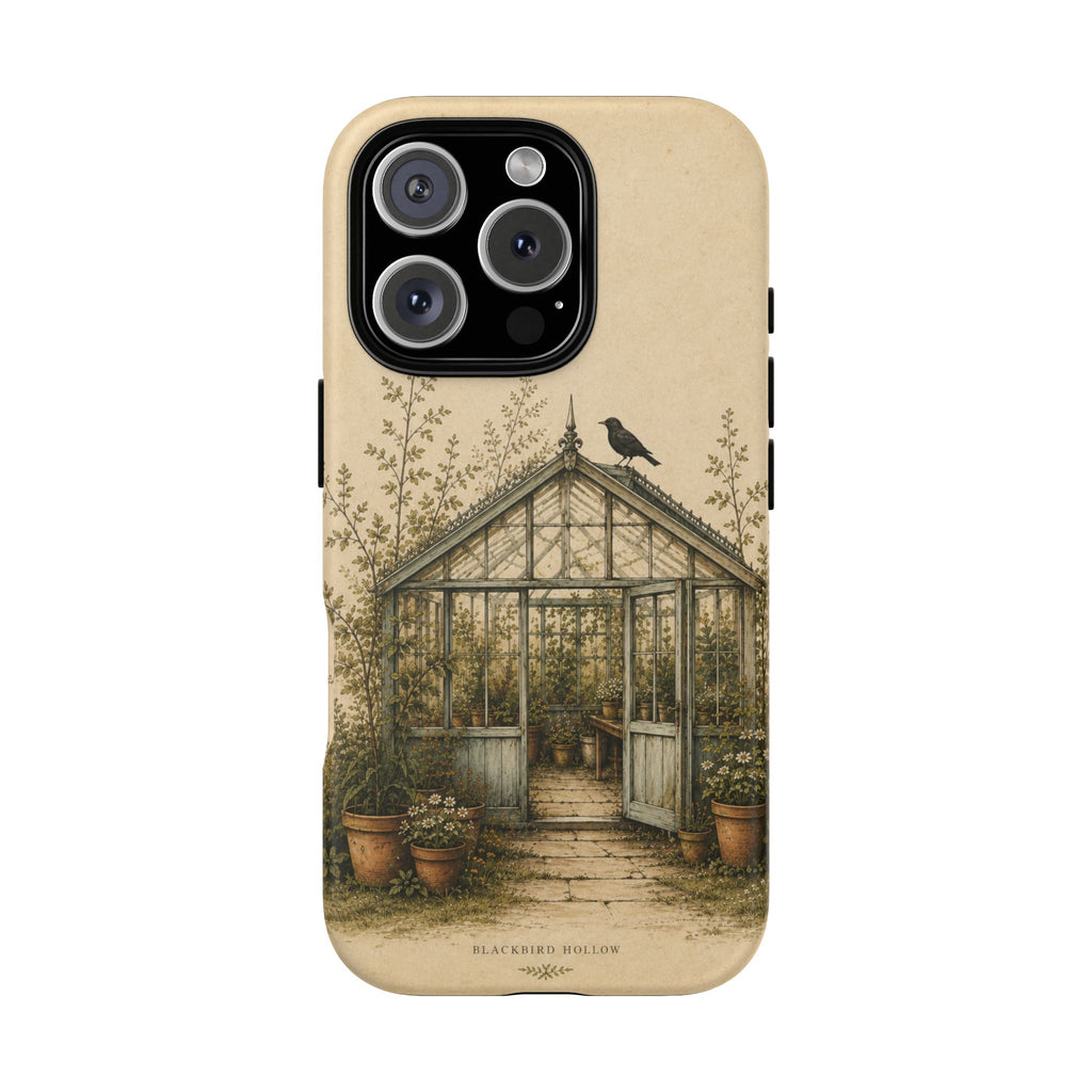 Vintage Greenhouse iPhone Case for iPhone 15–17, Botanical Art