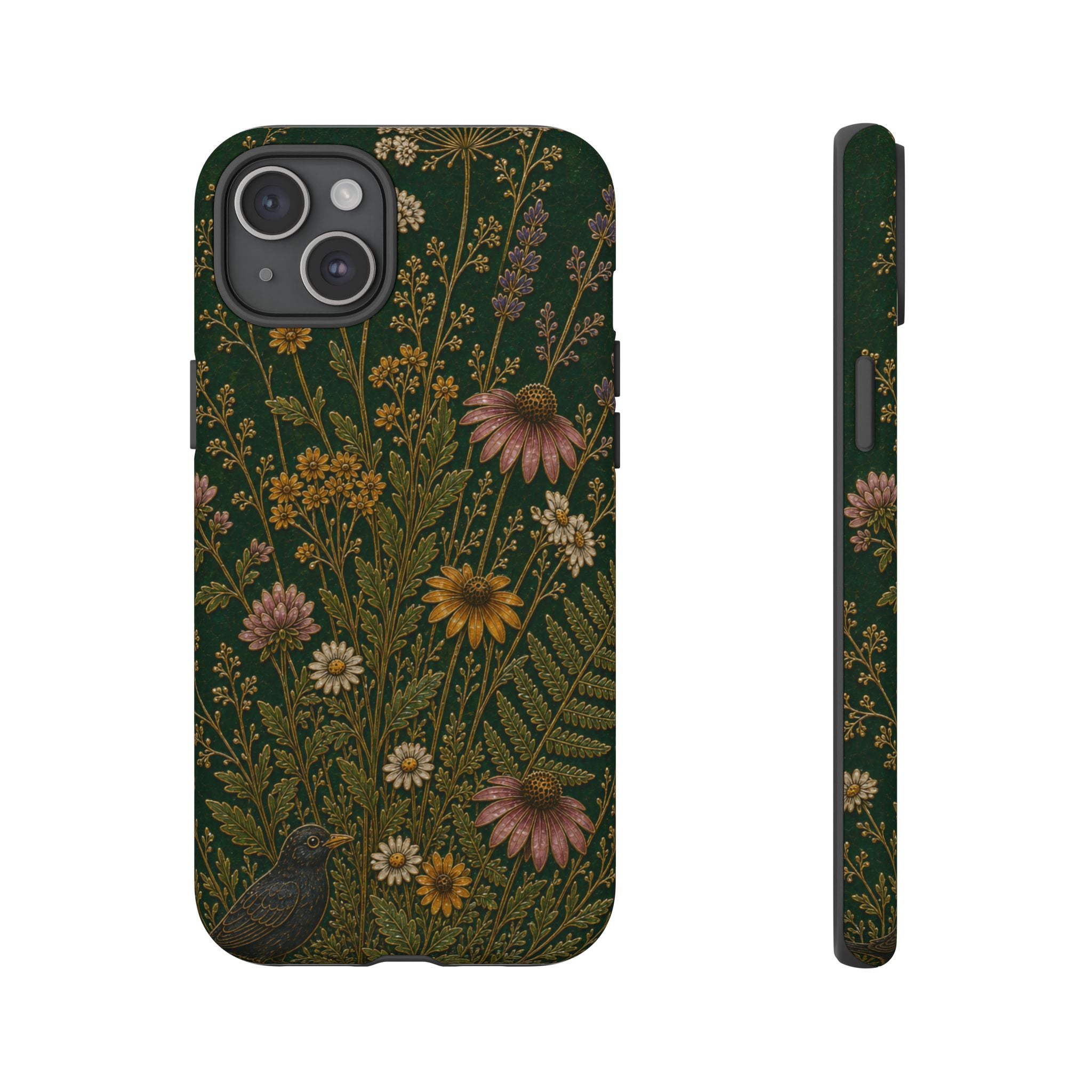 Floral Matte iPhone Case for iPhone 15–17, Cloisonné Meadow