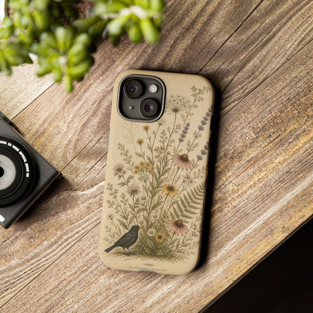 Vintage Botanical iPhone Case for iPhone 15–17, Wildflower Meadow