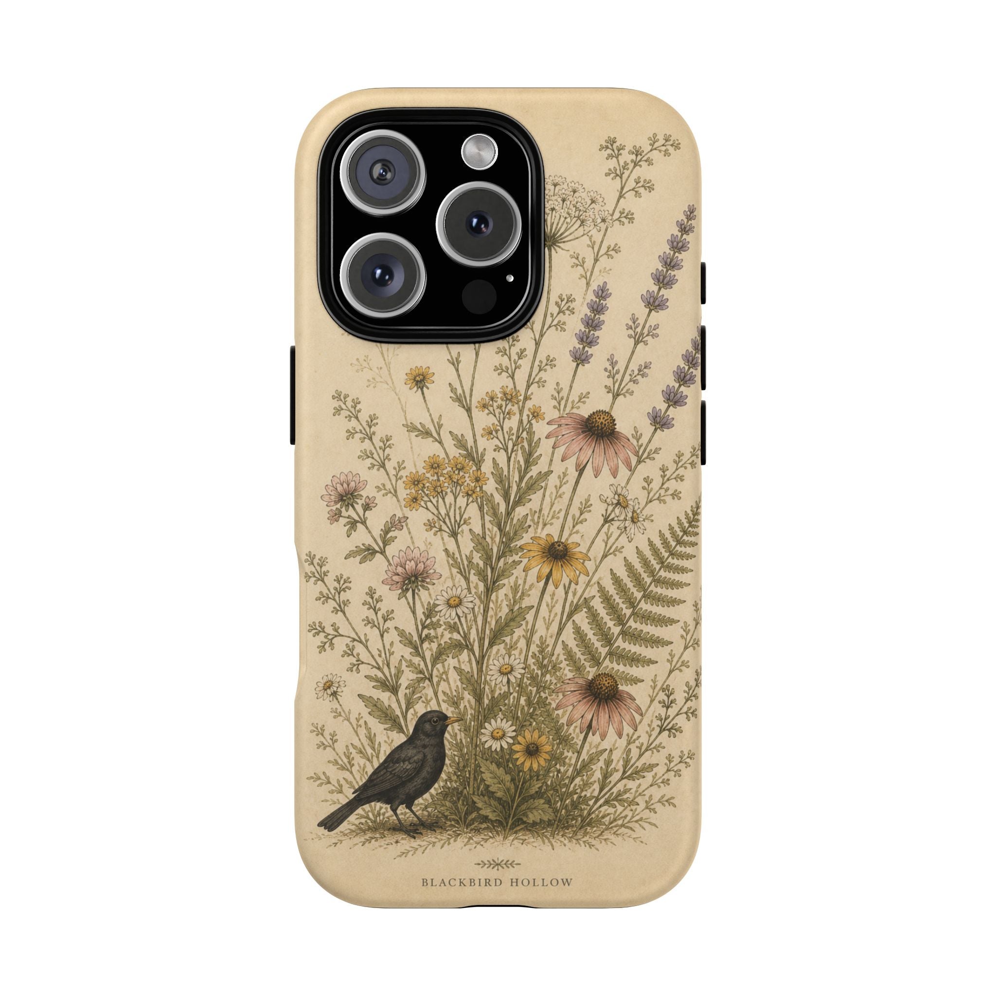 Vintage Botanical iPhone Case for iPhone 15–17, Wildflower Meadow