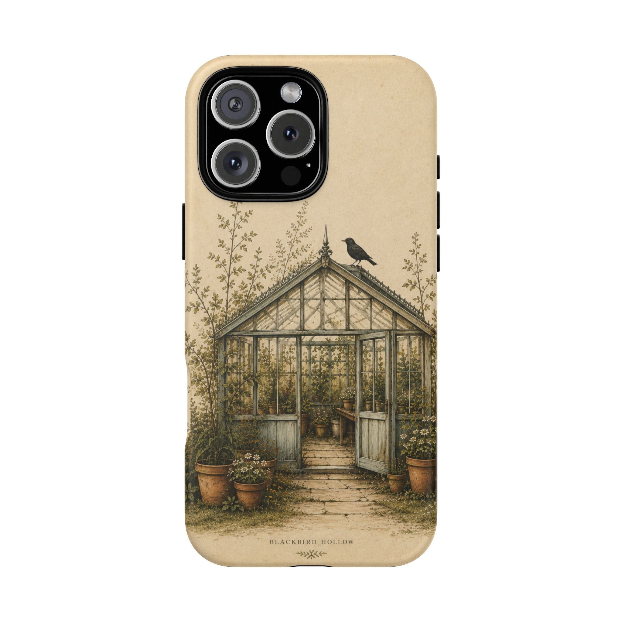 Vintage Greenhouse iPhone Case for iPhone 15–17, Botanical Art