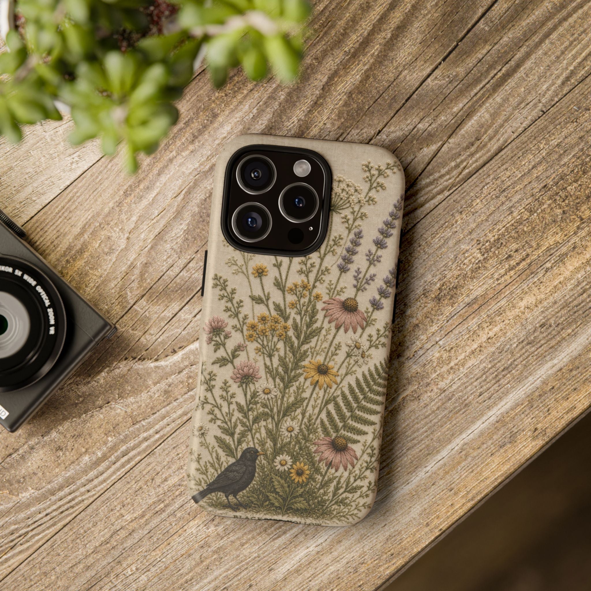 Floral Matte iPhone Case for iPhone 15–17, Embroidered Meadow