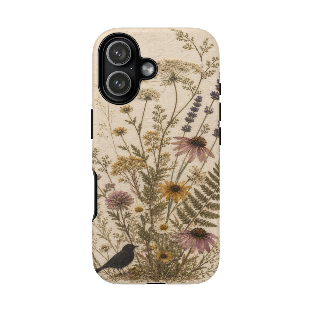 Pressed Flower iPhone Case for iPhone 15–17, Wildflower Herbarium