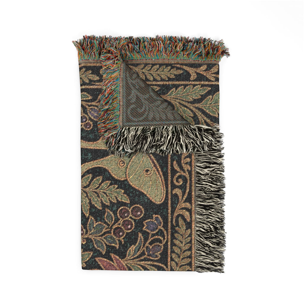 Botanical Woven Throw Blanket, Cloisonné Night Garden Tapestry