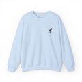 White Crewneck Sweatshirt with Embroidered Patch — Blackbird Graphic
