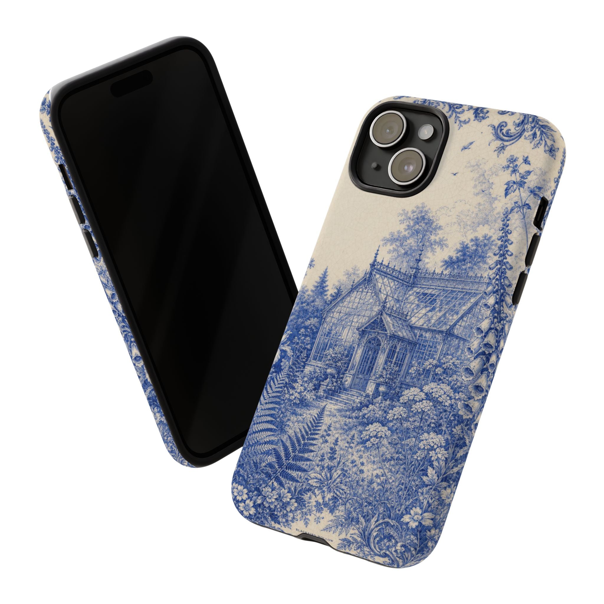 Blue Botanical iPhone Case for iPhone 15–17, Cobalt Greenhouse