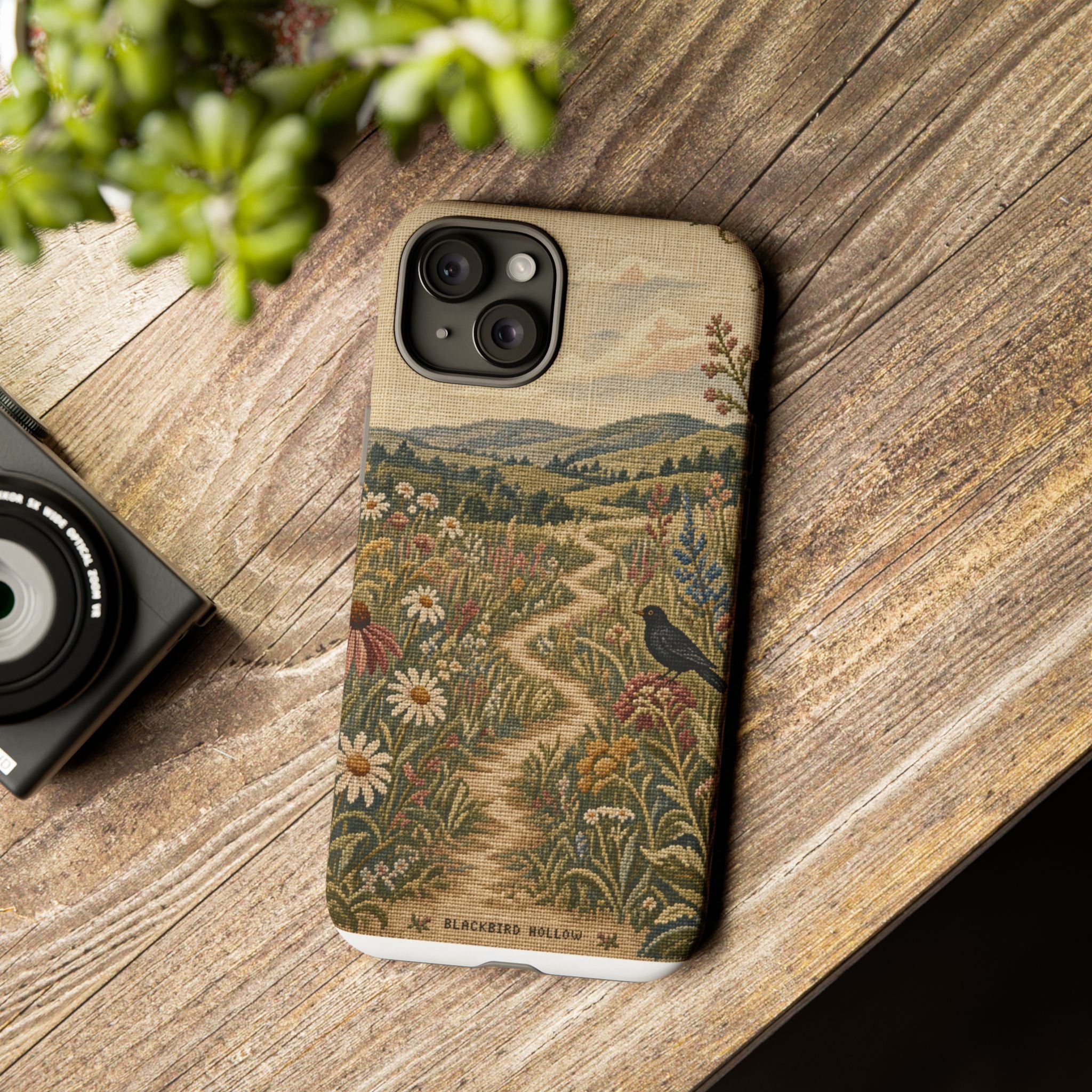Floral Matte iPhone Case for iPhone 15–17, Needlepoint Meadow