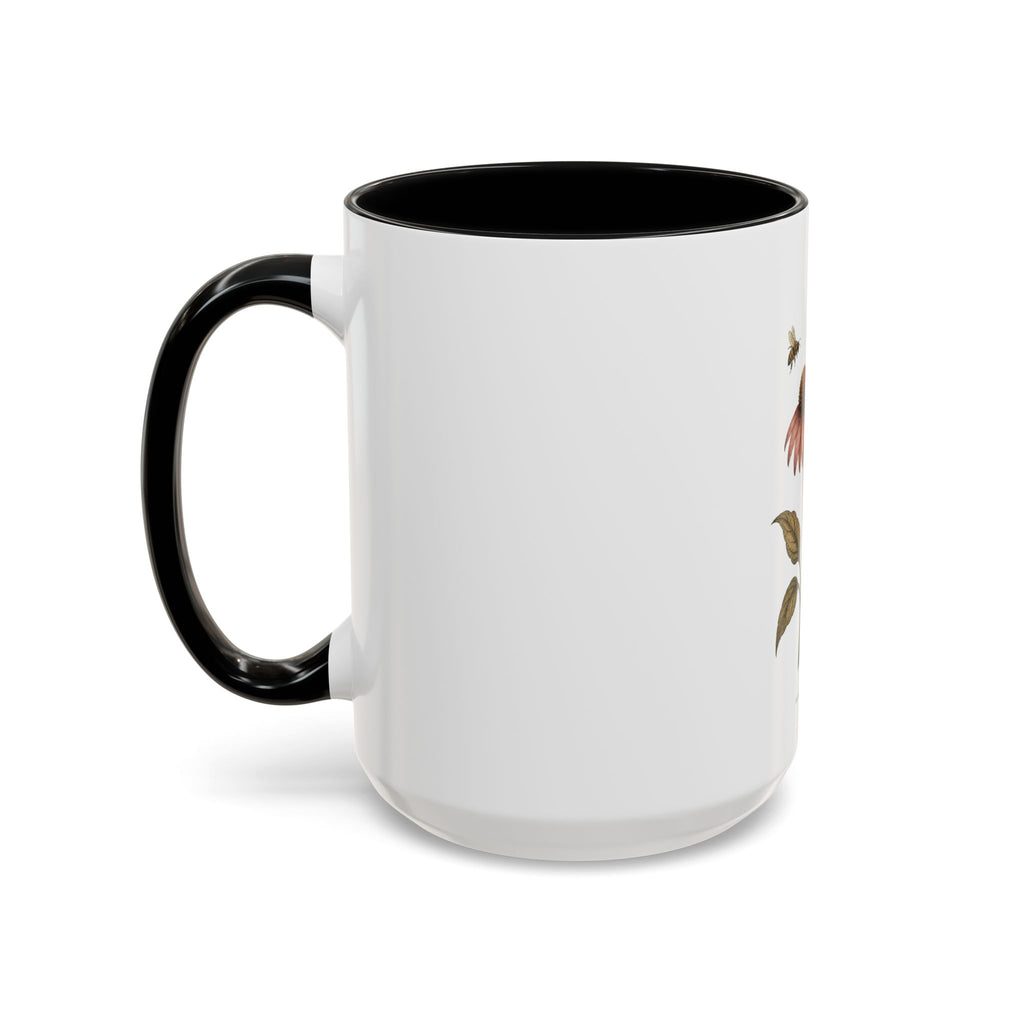 Botanical Coffee Mug, Echinacea and Honeybee Garden Design