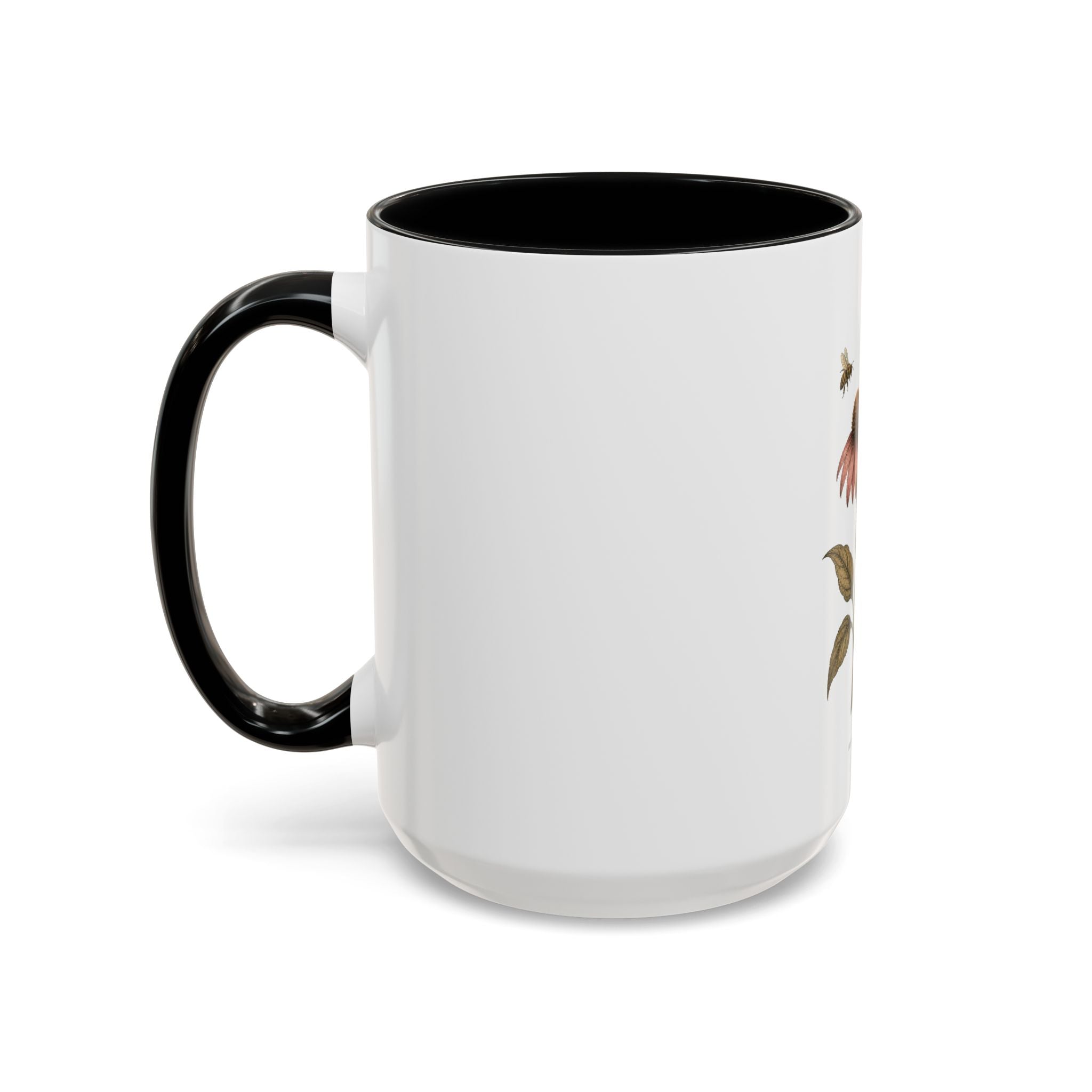 Botanical Coffee Mug, Echinacea and Honeybee Garden Design