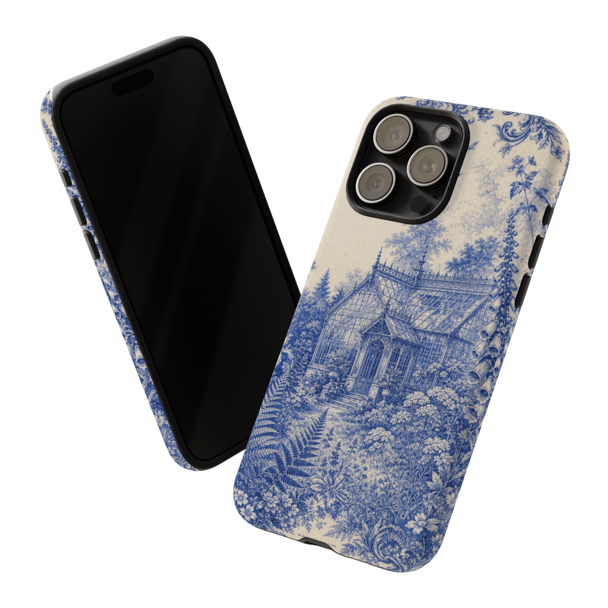 Blue Botanical iPhone Case for iPhone 15–17, Cobalt Greenhouse