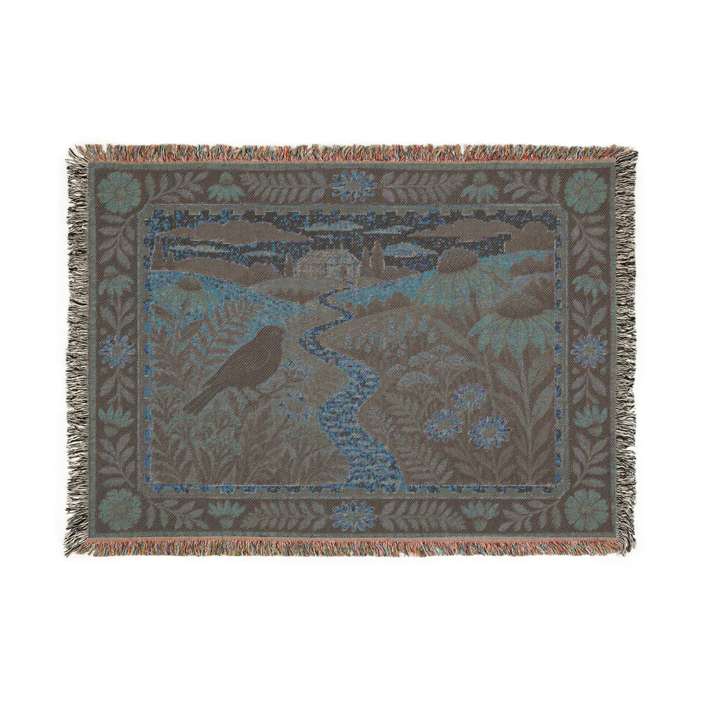Floral Woven Throw Blanket, Arts and Crafts Wildflower Meadow