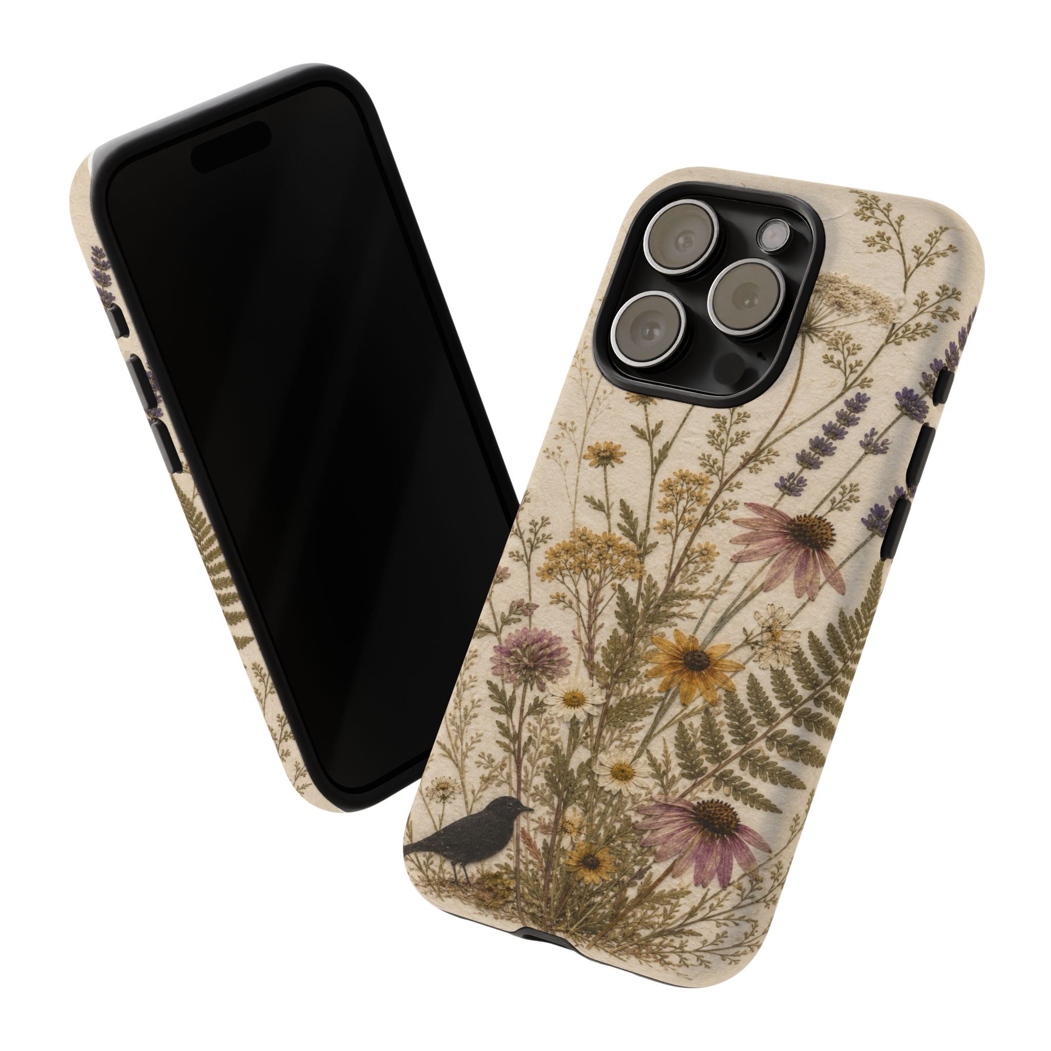 Pressed Flower iPhone Case for iPhone 15–17, Wildflower Herbarium