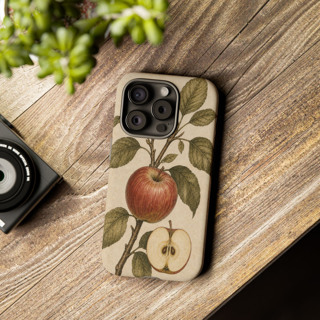 Vintage Botanical iPhone Case for iPhone 15–17, Heirloom Apple