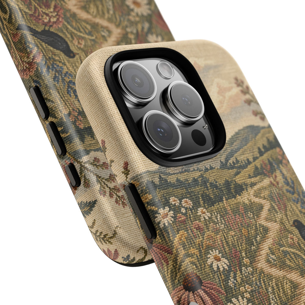 Floral Matte iPhone Case for iPhone 15–17, Needlepoint Meadow