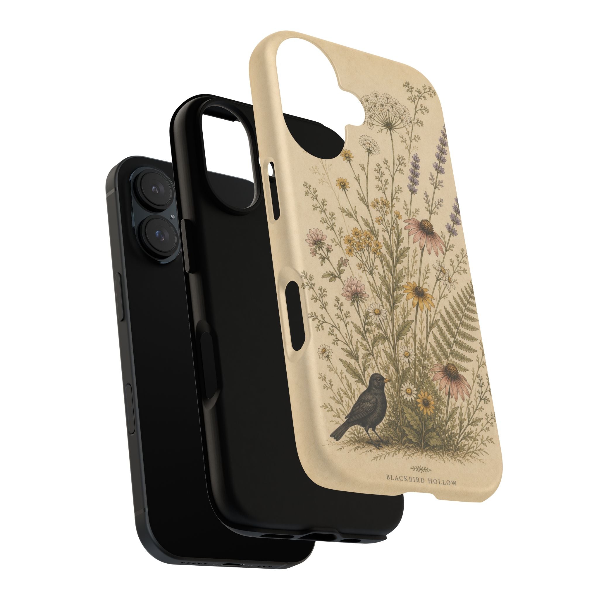 Vintage Botanical iPhone Case for iPhone 15–17, Wildflower Meadow