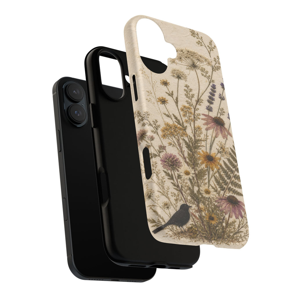 Pressed Flower iPhone Case for iPhone 15–17, Wildflower Herbarium