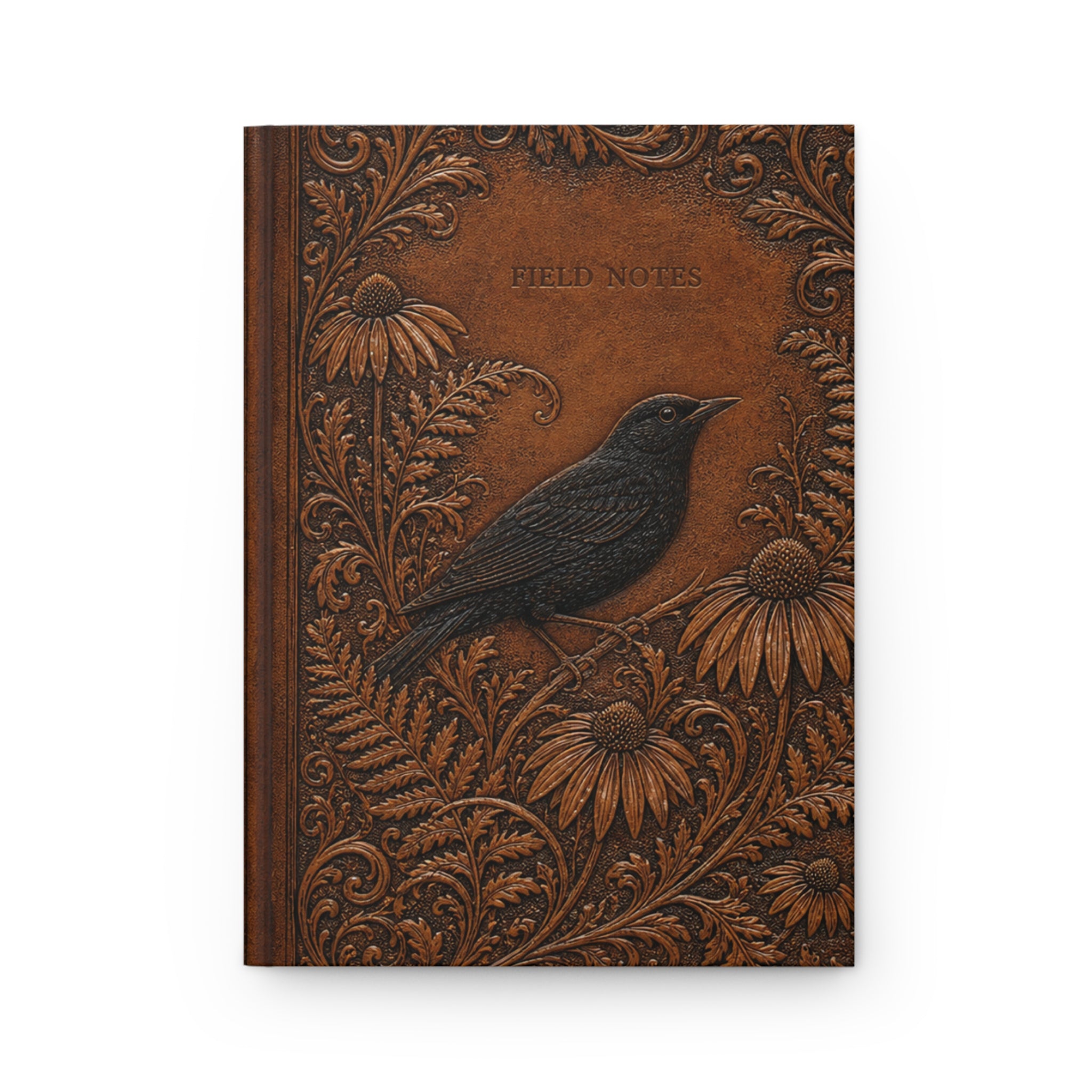 Botanical Hardcover Journal, Tooled Leather Look Field Notes