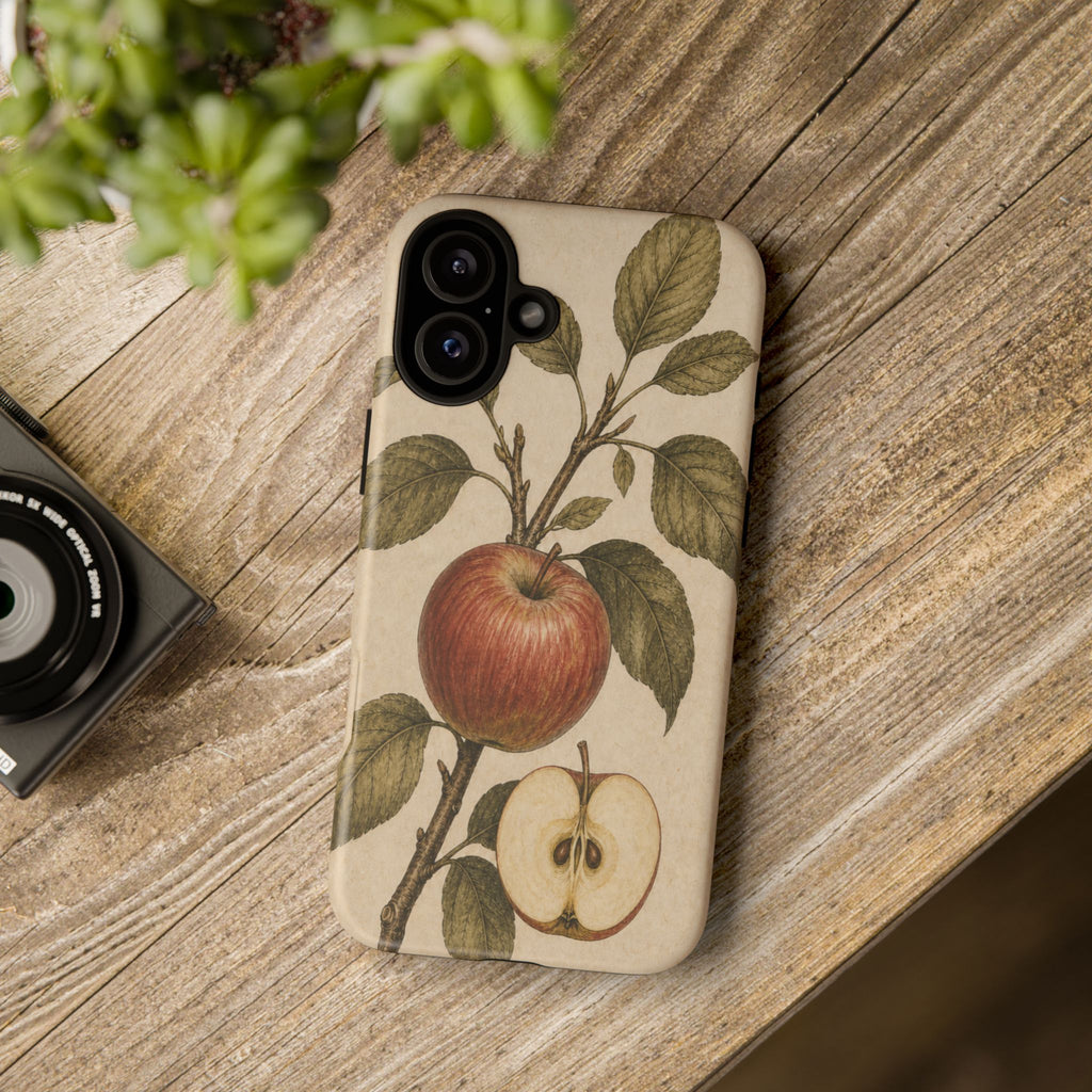 Vintage Botanical iPhone Case for iPhone 15–17, Heirloom Apple