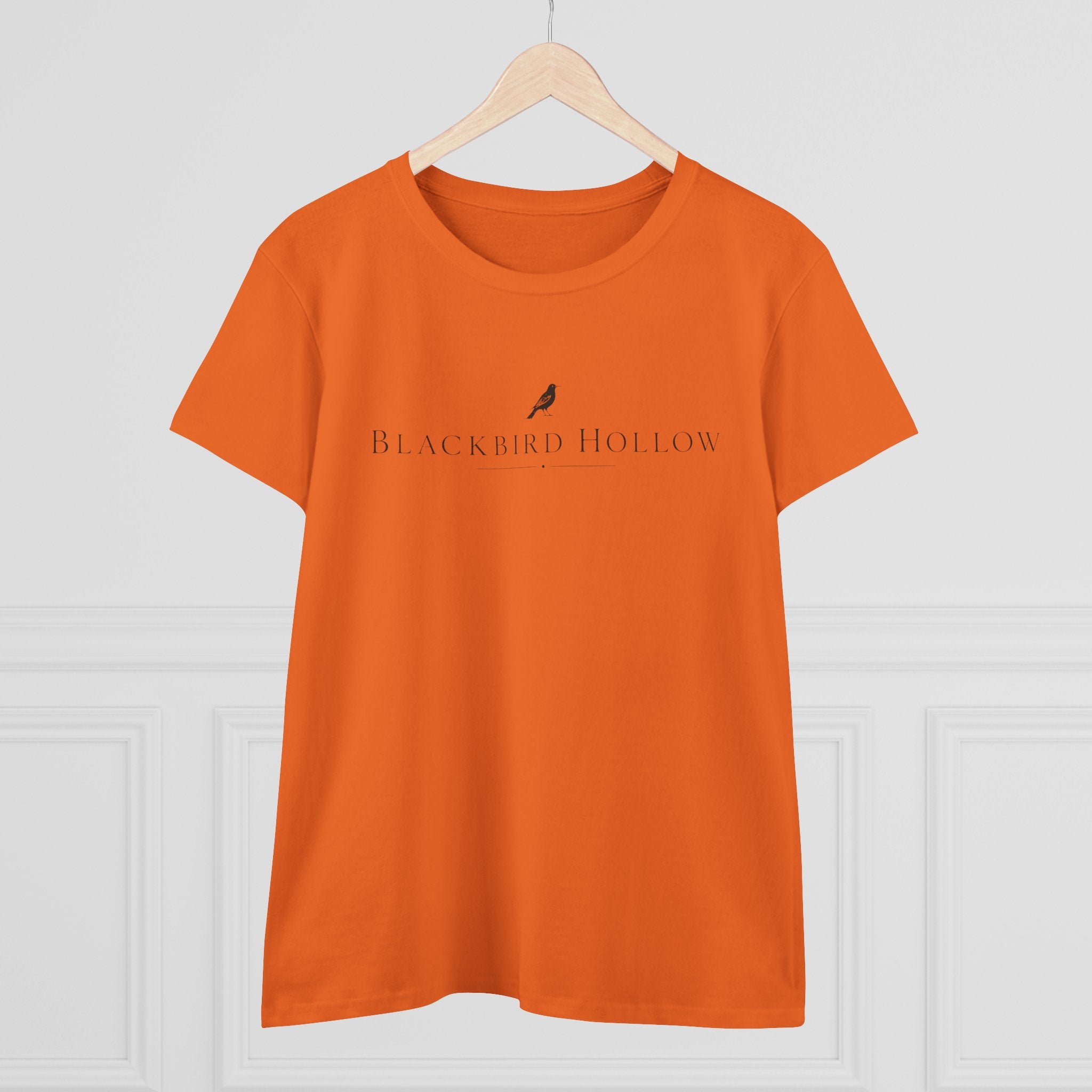 Blackbird Hollow Women's Tee — Minimal Script Logo Cotton Shirt