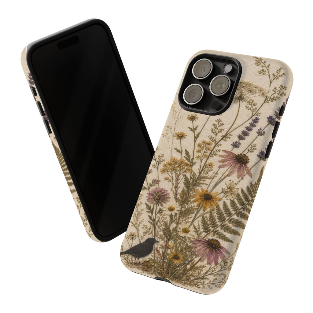 Pressed Flower iPhone Case for iPhone 15–17, Wildflower Herbarium