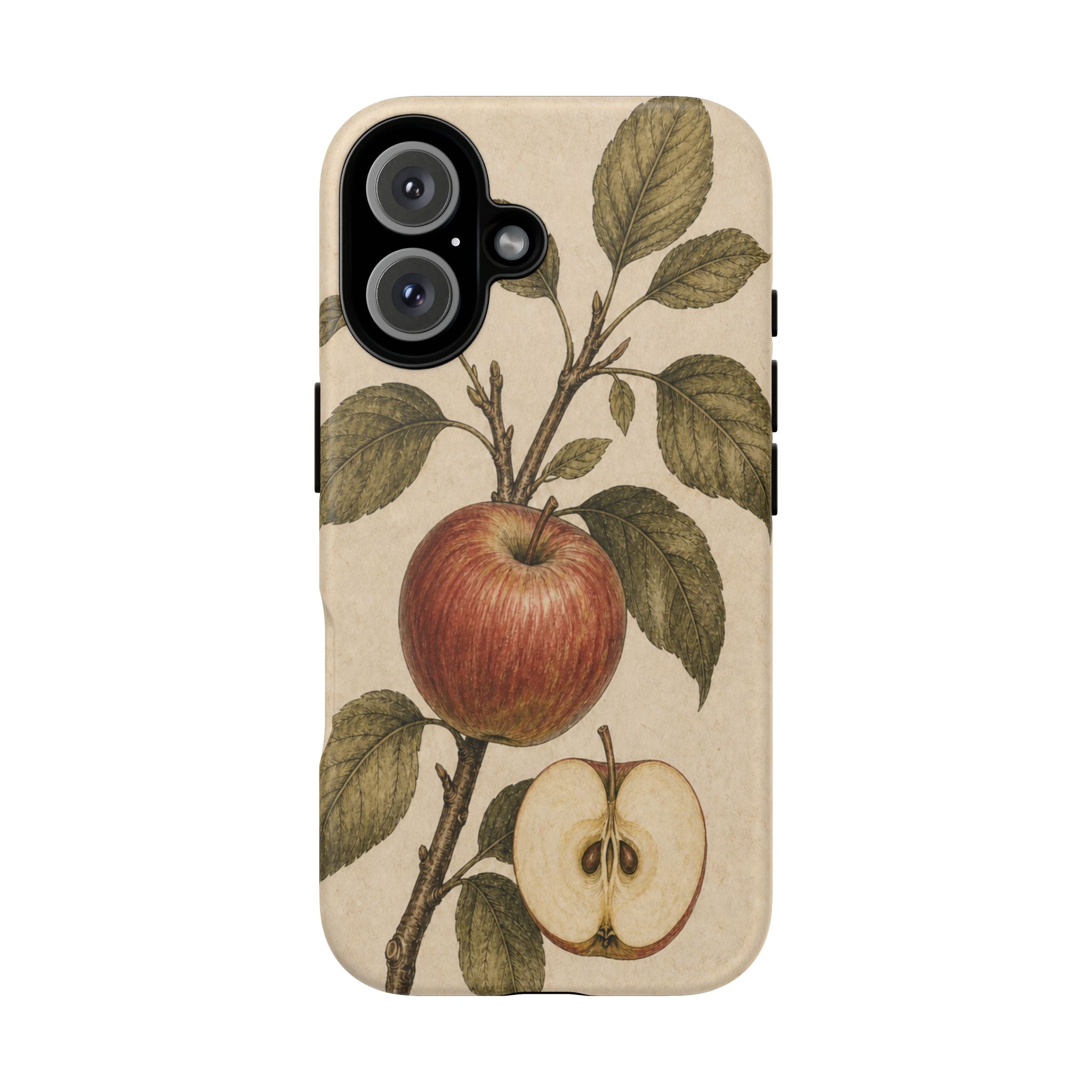 Vintage Botanical iPhone Case for iPhone 15–17, Heirloom Apple