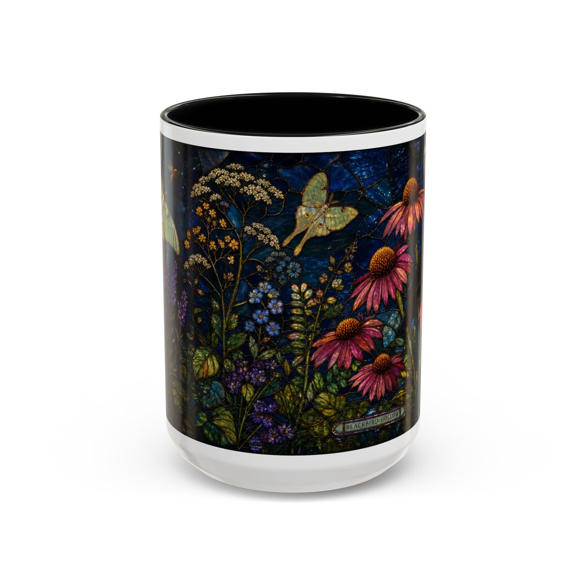 Stained Glass Floral Coffee Mug, Wildflower Garden Design