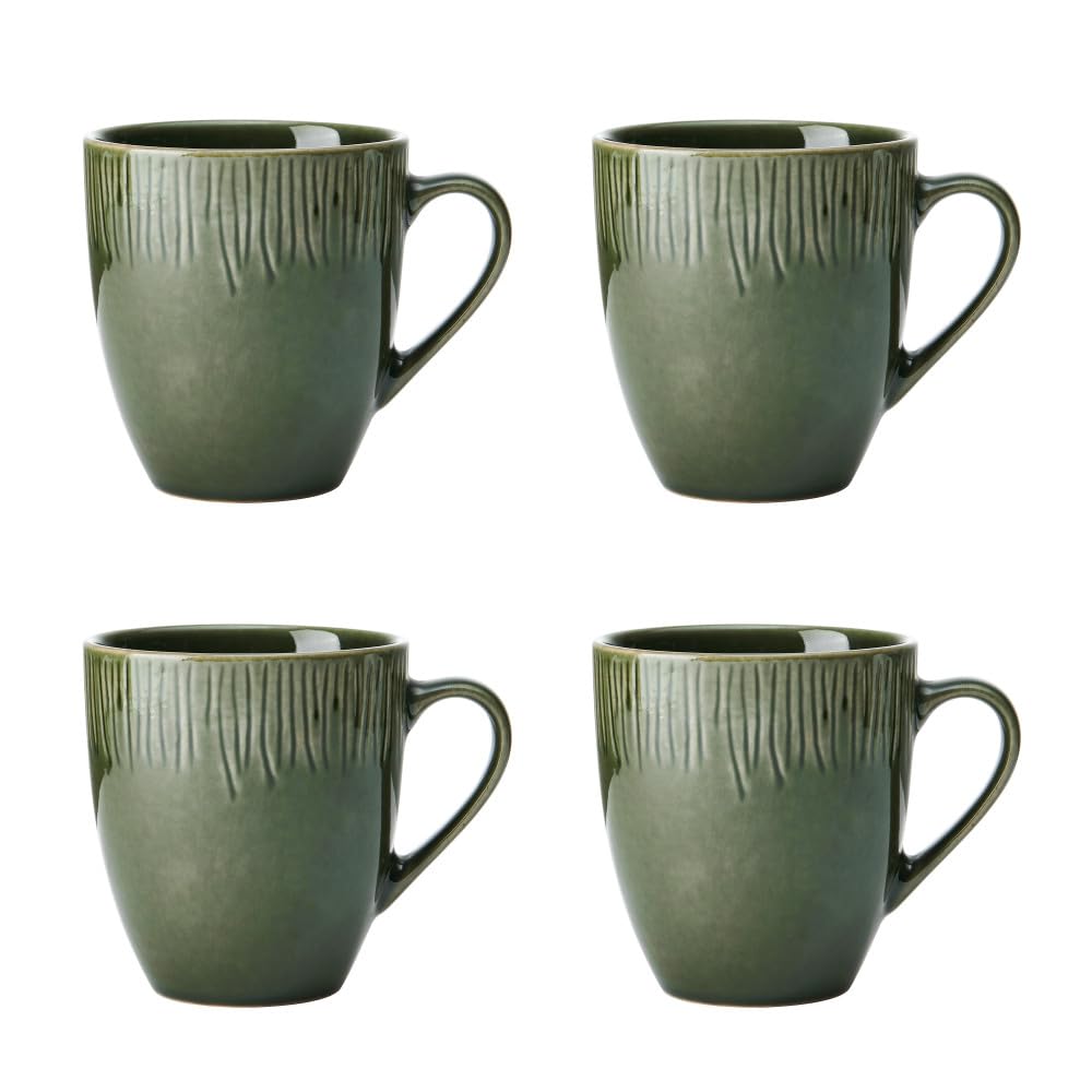 Mikasa Jardin Stoneware Mug Set — Botanical Green (4 pc)