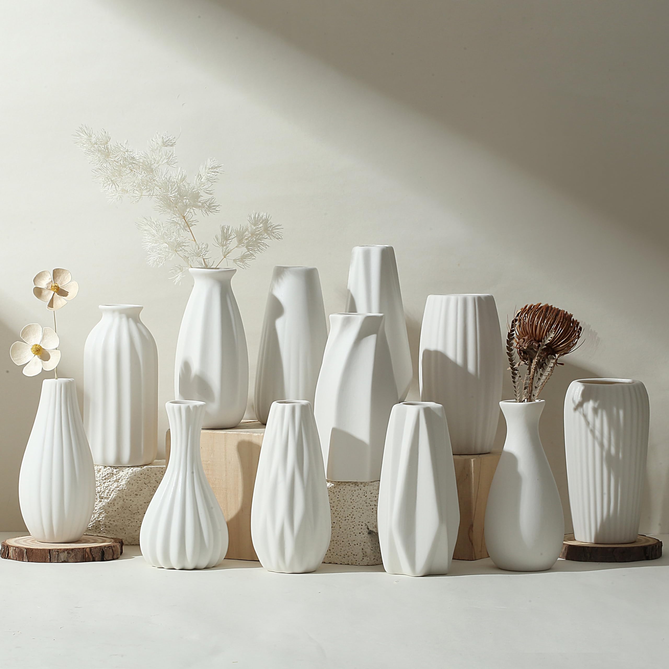 Matte Ceramic Bud Vases — White (Set of 12)
