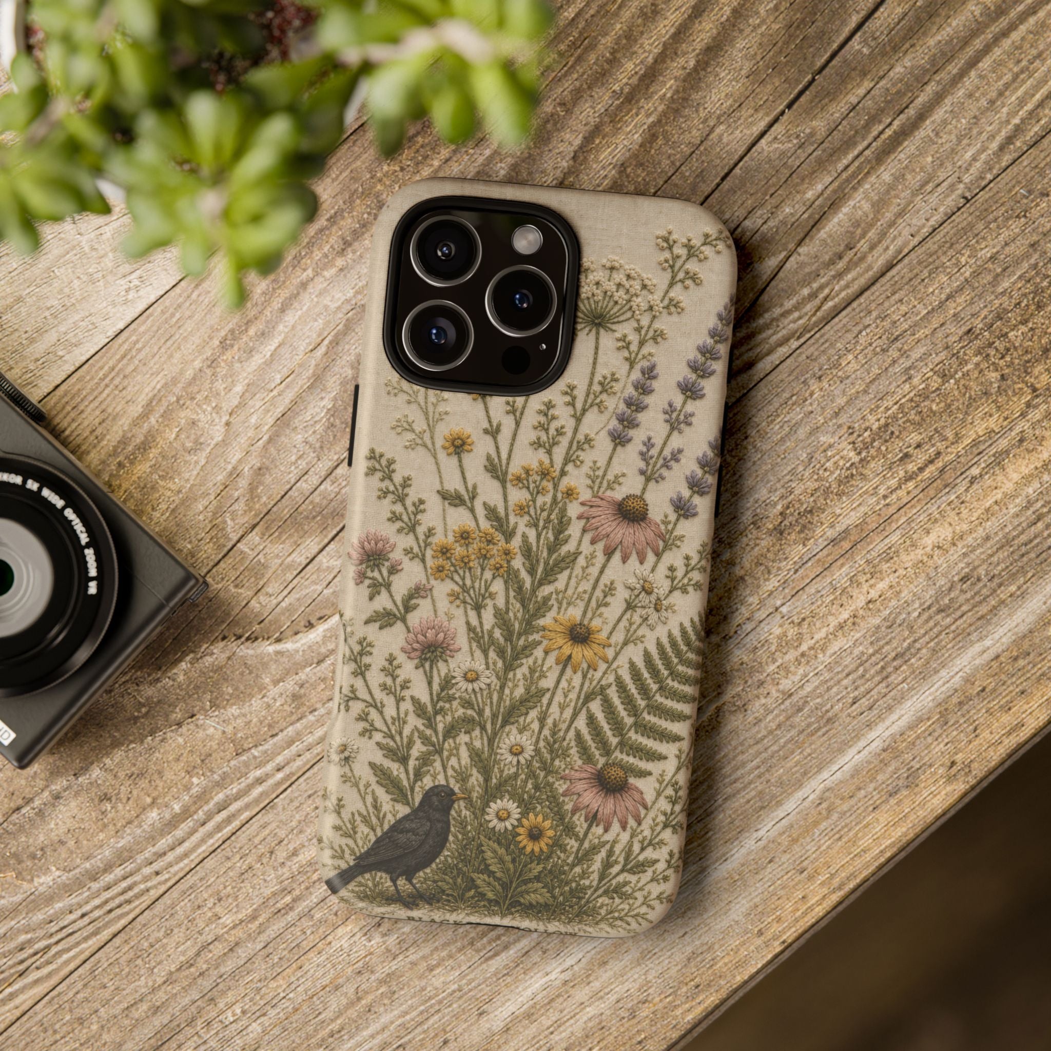 Floral Matte iPhone Case for iPhone 15–17, Embroidered Meadow